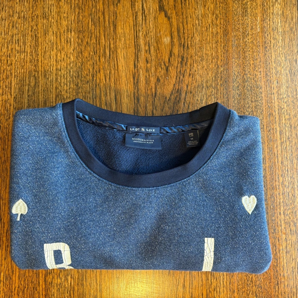 Scotch & Soda Amsterdam Blauw Logo Navy Sweatshirt size M - Picture 11 of 11